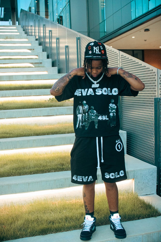 4EVA SOLO Heavyweight Fleece Shorts - Black