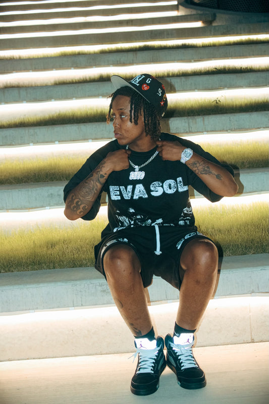 4EVA SOLO Oversized Tee - Black/White